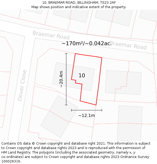 10, BRAEMAR ROAD, BILLINGHAM, TS23 2AF: Plot and title map