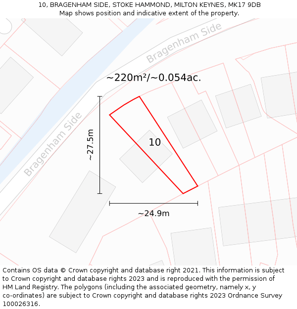 10, BRAGENHAM SIDE, STOKE HAMMOND, MILTON KEYNES, MK17 9DB: Plot and title map