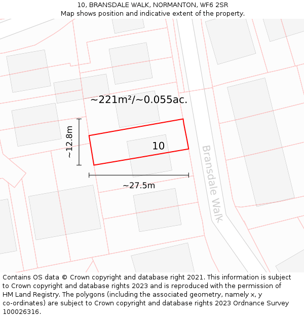 10, BRANSDALE WALK, NORMANTON, WF6 2SR: Plot and title map