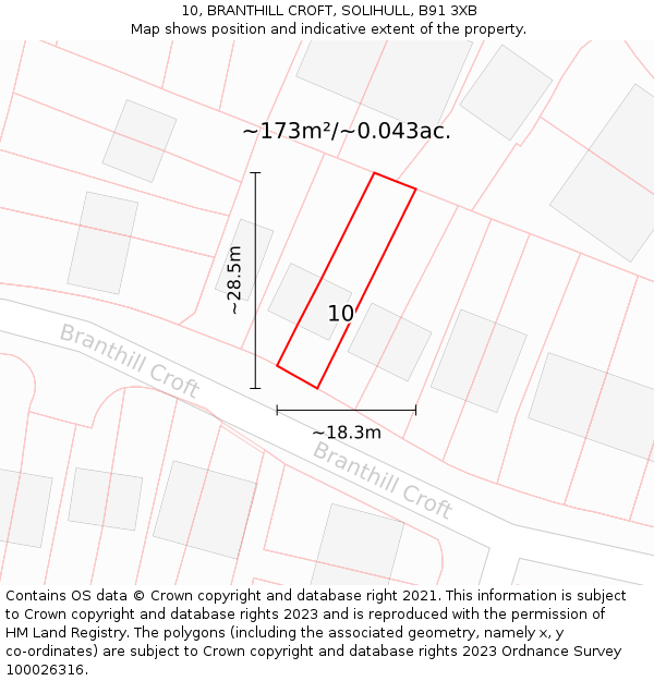 10, BRANTHILL CROFT, SOLIHULL, B91 3XB: Plot and title map
