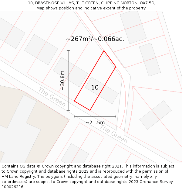 10, BRASENOSE VILLAS, THE GREEN, CHIPPING NORTON, OX7 5DJ: Plot and title map