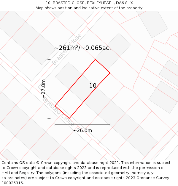 10, BRASTED CLOSE, BEXLEYHEATH, DA6 8HX: Plot and title map