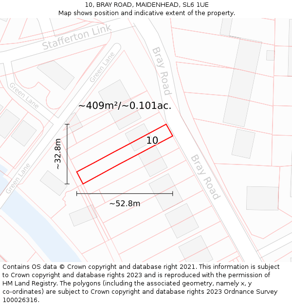 10, BRAY ROAD, MAIDENHEAD, SL6 1UE: Plot and title map
