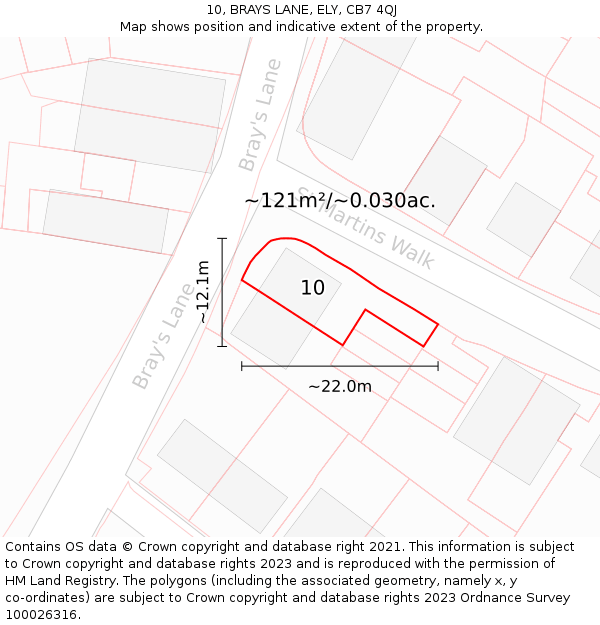 10, BRAYS LANE, ELY, CB7 4QJ: Plot and title map