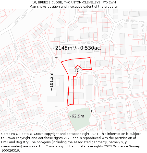 10, BREEZE CLOSE, THORNTON-CLEVELEYS, FY5 2WH: Plot and title map