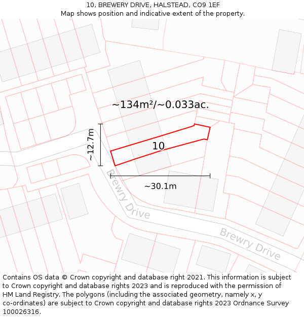 10, BREWERY DRIVE, HALSTEAD, CO9 1EF: Plot and title map