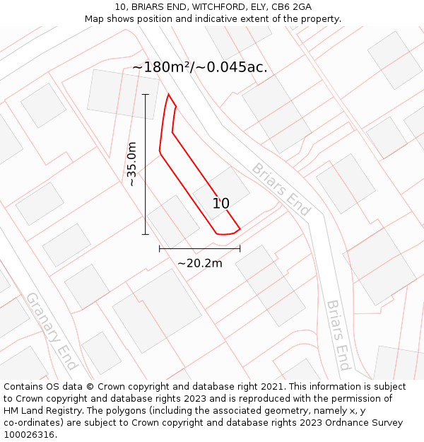 10, BRIARS END, WITCHFORD, ELY, CB6 2GA: Plot and title map