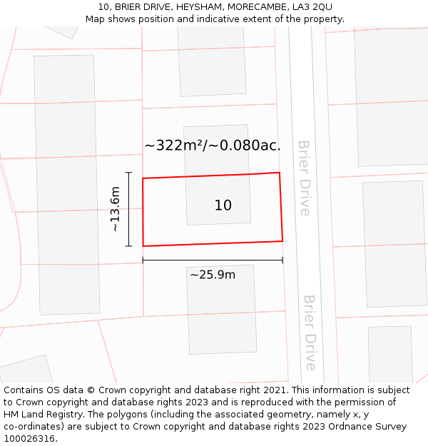 10, BRIER DRIVE, HEYSHAM, MORECAMBE, LA3 2QU: Plot and title map