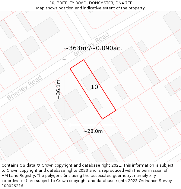 10, BRIERLEY ROAD, DONCASTER, DN4 7EE: Plot and title map