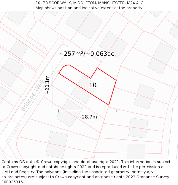 10, BRISCOE WALK, MIDDLETON, MANCHESTER, M24 4LG: Plot and title map