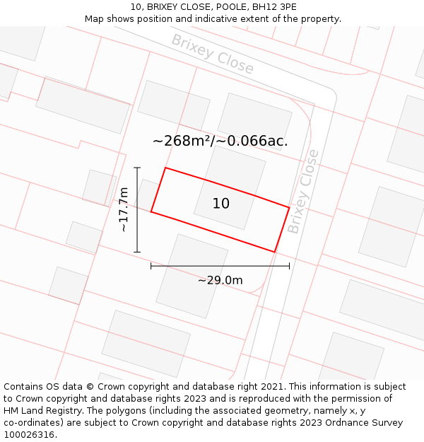 10, BRIXEY CLOSE, POOLE, BH12 3PE: Plot and title map