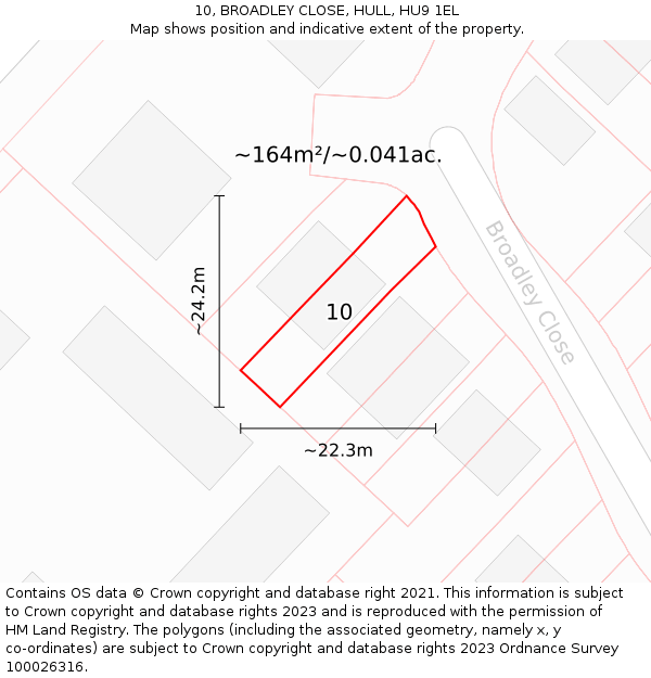 10, BROADLEY CLOSE, HULL, HU9 1EL: Plot and title map