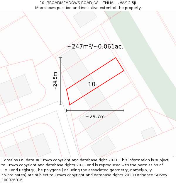 10, BROADMEADOWS ROAD, WILLENHALL, WV12 5JL: Plot and title map