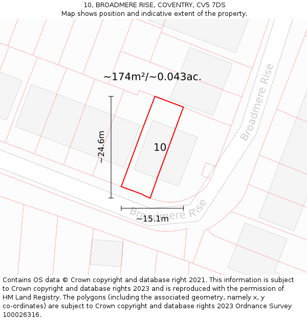 10, BROADMERE RISE, COVENTRY, CV5 7DS: Plot and title map