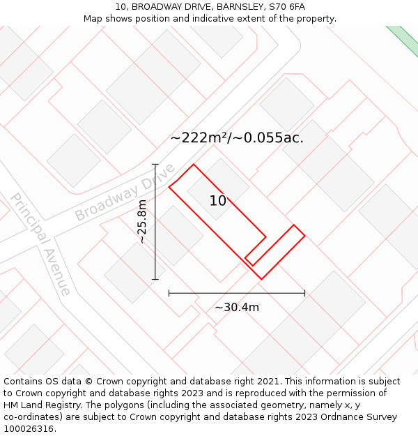 10, BROADWAY DRIVE, BARNSLEY, S70 6FA: Plot and title map