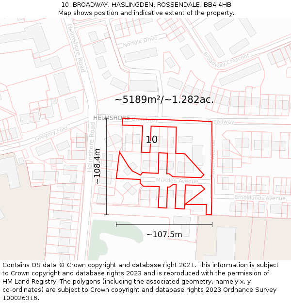10, BROADWAY, HASLINGDEN, ROSSENDALE, BB4 4HB: Plot and title map