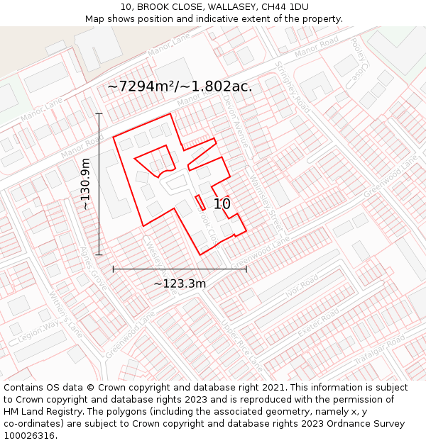 10, BROOK CLOSE, WALLASEY, CH44 1DU: Plot and title map