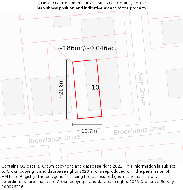10, BROOKLANDS DRIVE, HEYSHAM, MORECAMBE, LA3 2SH: Plot and title map