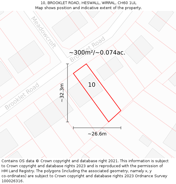 10, BROOKLET ROAD, HESWALL, WIRRAL, CH60 1UL: Plot and title map
