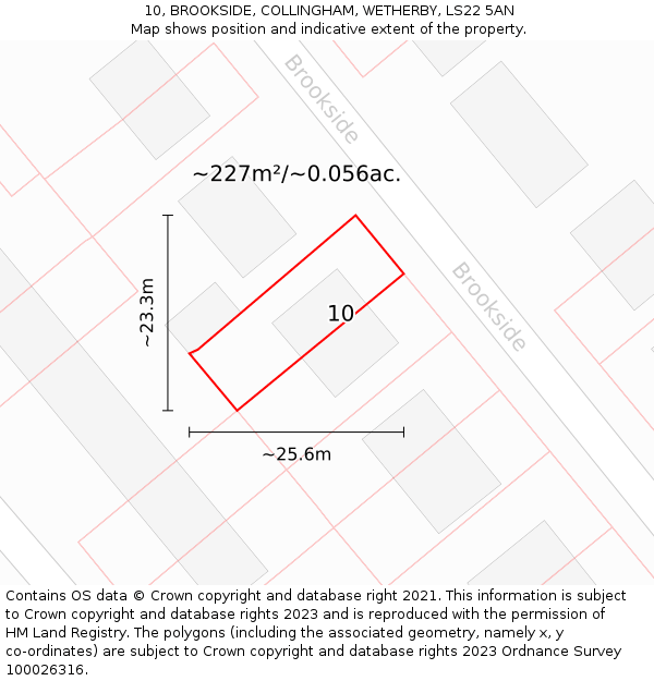 10, BROOKSIDE, COLLINGHAM, WETHERBY, LS22 5AN: Plot and title map