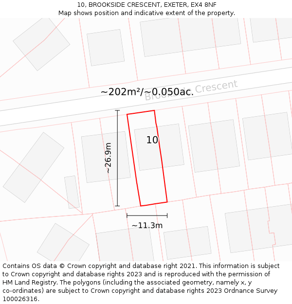 10, BROOKSIDE CRESCENT, EXETER, EX4 8NF: Plot and title map