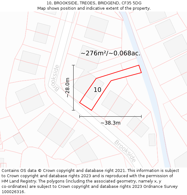 10, BROOKSIDE, TREOES, BRIDGEND, CF35 5DG: Plot and title map