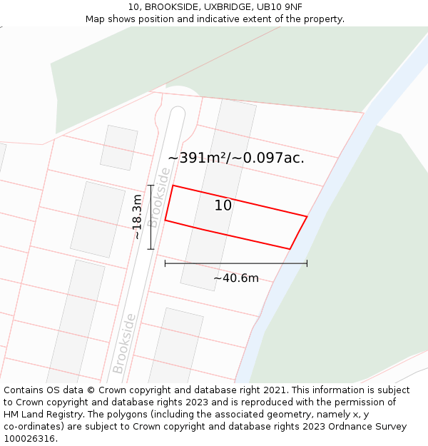 10, BROOKSIDE, UXBRIDGE, UB10 9NF: Plot and title map