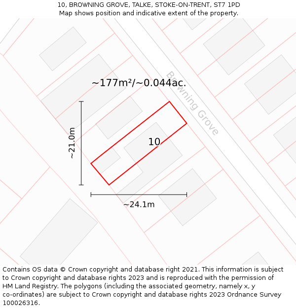 10, BROWNING GROVE, TALKE, STOKE-ON-TRENT, ST7 1PD: Plot and title map