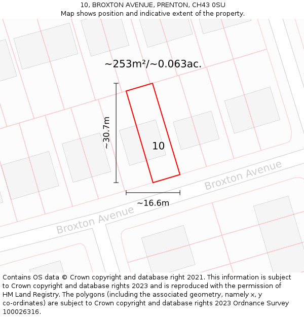 10, BROXTON AVENUE, PRENTON, CH43 0SU: Plot and title map