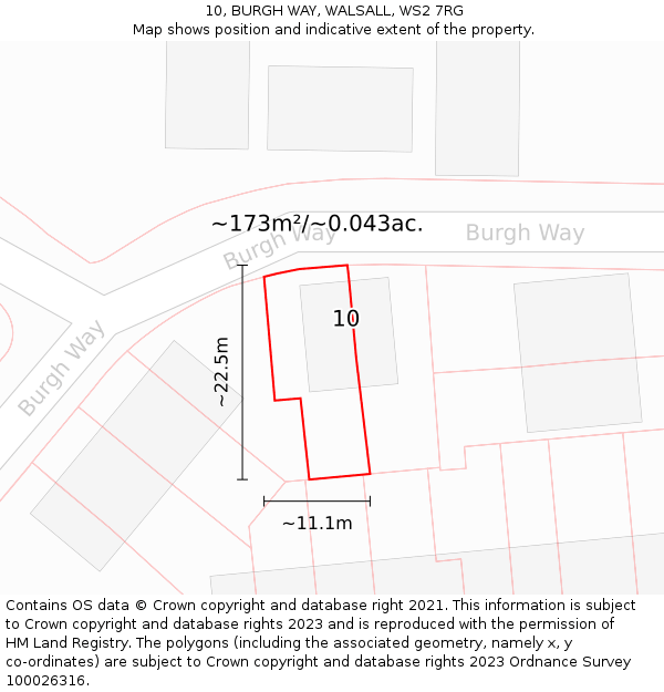 10, BURGH WAY, WALSALL, WS2 7RG: Plot and title map