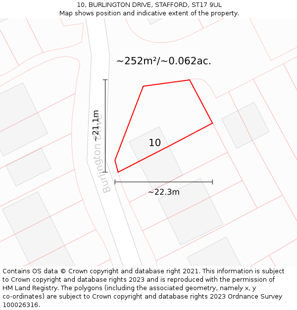 10, BURLINGTON DRIVE, STAFFORD, ST17 9UL: Plot and title map