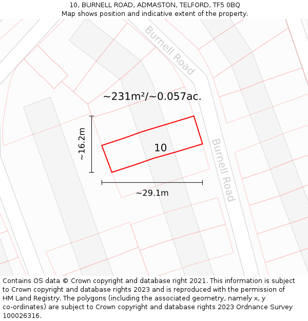 10, BURNELL ROAD, ADMASTON, TELFORD, TF5 0BQ: Plot and title map
