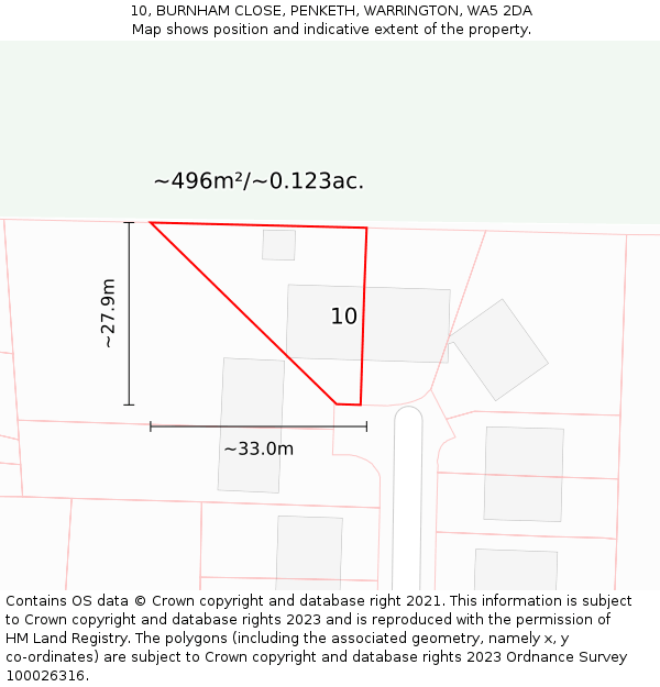 10, BURNHAM CLOSE, PENKETH, WARRINGTON, WA5 2DA: Plot and title map