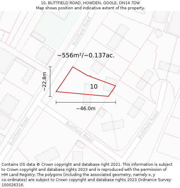 10, BUTTFIELD ROAD, HOWDEN, GOOLE, DN14 7DW: Plot and title map