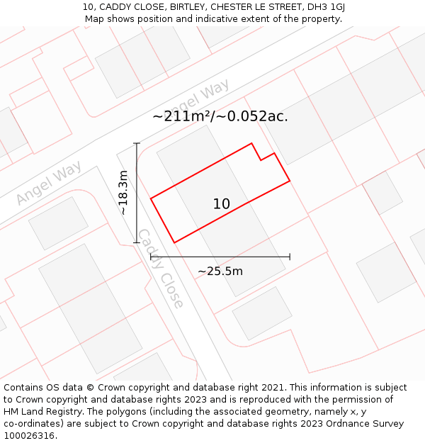 10, CADDY CLOSE, BIRTLEY, CHESTER LE STREET, DH3 1GJ: Plot and title map