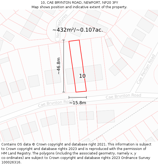 10, CAE BRYNTON ROAD, NEWPORT, NP20 3FY: Plot and title map