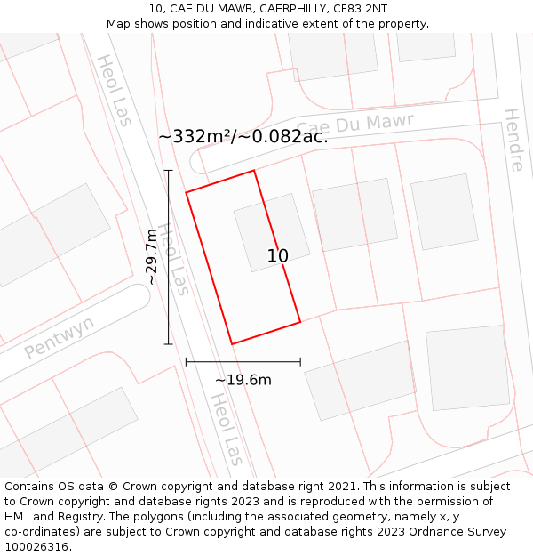 10, CAE DU MAWR, CAERPHILLY, CF83 2NT: Plot and title map