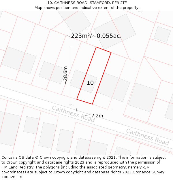 10, CAITHNESS ROAD, STAMFORD, PE9 2TE: Plot and title map