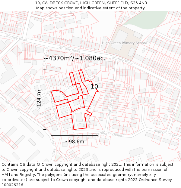 10, CALDBECK GROVE, HIGH GREEN, SHEFFIELD, S35 4NR: Plot and title map