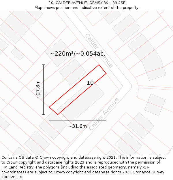 10, CALDER AVENUE, ORMSKIRK, L39 4SF: Plot and title map