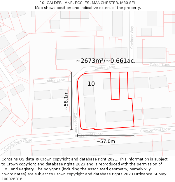 10, CALDER LANE, ECCLES, MANCHESTER, M30 8EL: Plot and title map