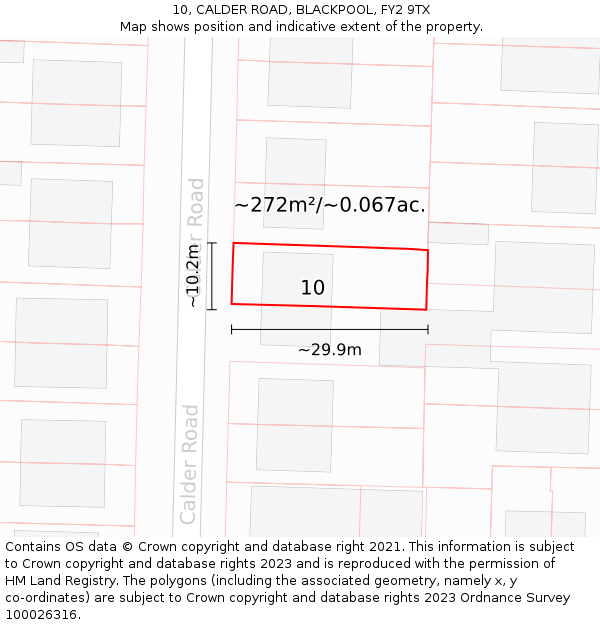 10, CALDER ROAD, BLACKPOOL, FY2 9TX: Plot and title map