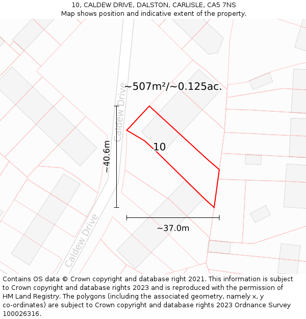 10, CALDEW DRIVE, DALSTON, CARLISLE, CA5 7NS: Plot and title map