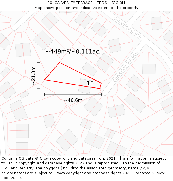 10, CALVERLEY TERRACE, LEEDS, LS13 3LL: Plot and title map