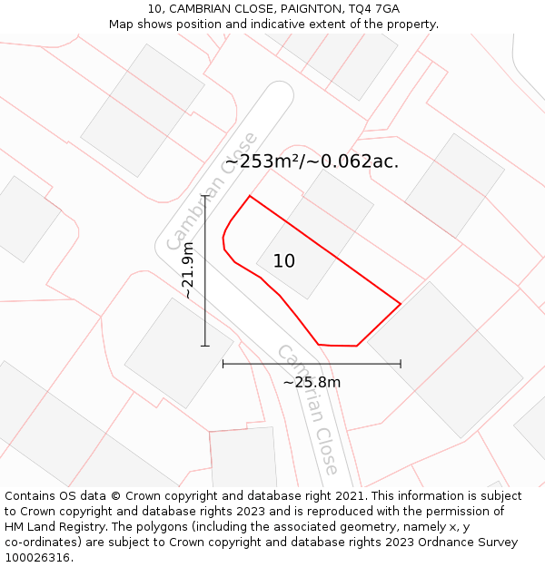 10, CAMBRIAN CLOSE, PAIGNTON, TQ4 7GA: Plot and title map