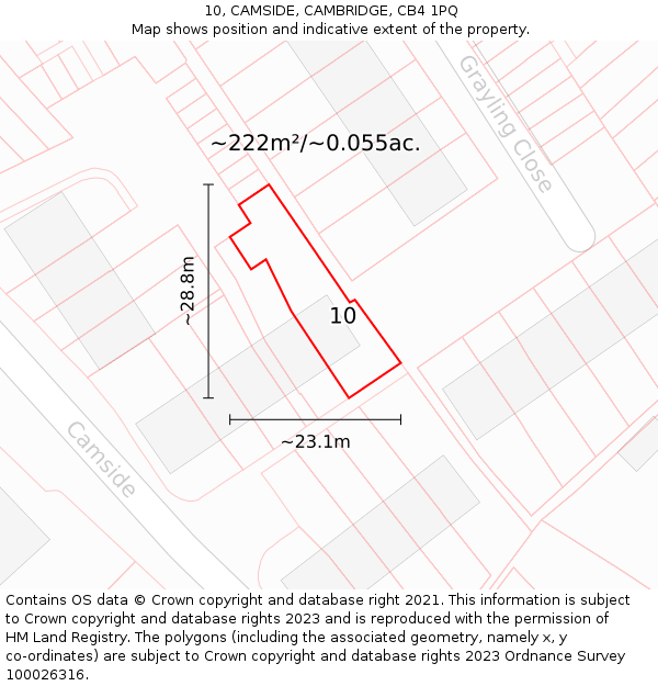 10, CAMSIDE, CAMBRIDGE, CB4 1PQ: Plot and title map