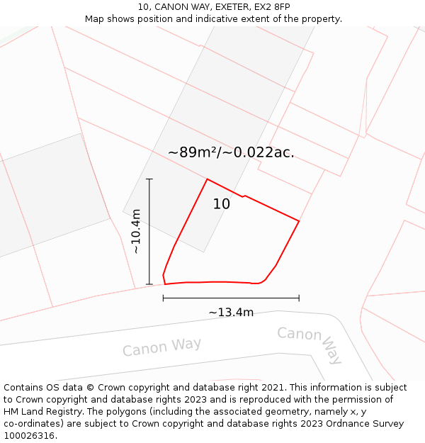 10, CANON WAY, EXETER, EX2 8FP: Plot and title map