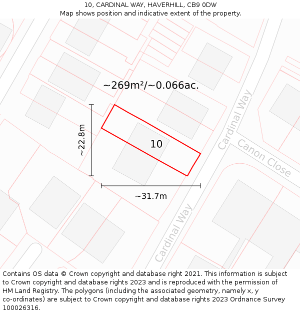 10, CARDINAL WAY, HAVERHILL, CB9 0DW: Plot and title map
