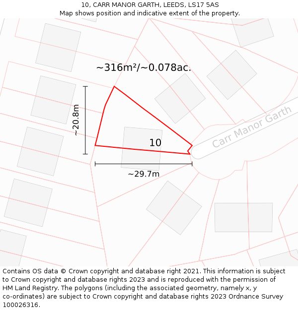 10, CARR MANOR GARTH, LEEDS, LS17 5AS: Plot and title map