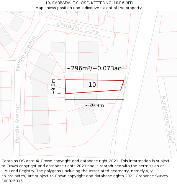 10, CARRADALE CLOSE, KETTERING, NN16 9FB: Plot and title map